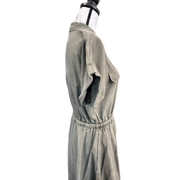 Tommy Hilfiger Utility Dress 10 Army Green Short Sleeve Drawstring Waist TENCEL - Picture 5 of 16